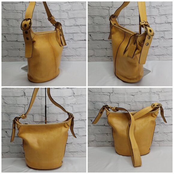 COACH 'BLEEKER COBBLESTONE' LEATHER DUFFLE SHOULDER BAG ALLOY HARDWARE BUCKLES - Picture 7 of 16